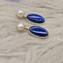 Lapis Lazuli And Pearl Sterling Silver Earrings, thumbnail 5 of 9