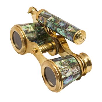 Mother Of Pearl Abalone Opera Glasses With Wooden Box, 3 of 8