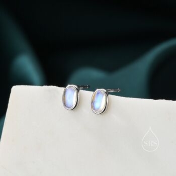 Sterling Silver Oval Opal Stud Earrings, 7 of 12