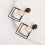 Matt Black And Gold Colour Double Diamond Drop Earrings, thumbnail 1 of 3