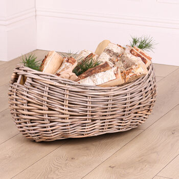 Boat Shaped Rattan Log Basket With Cordura Lining, 3 of 6