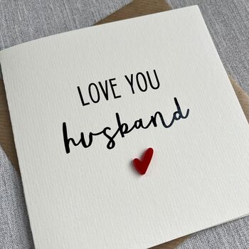 Love You Husband Mini Acrylic Heart Valentine's Day Card, 3 of 3