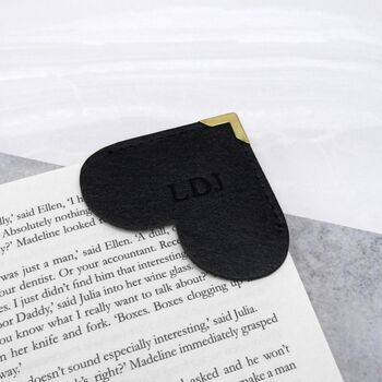Handmade Personalised Leather Heart Corner Bookmark, 2 of 8