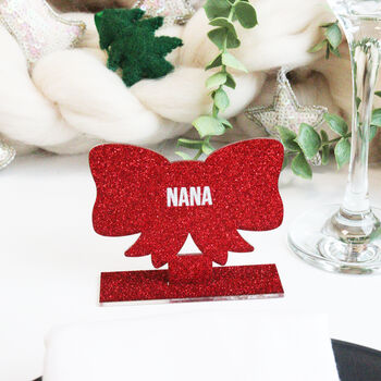 Personalised Red Bow Christmas Place Setting, 2 of 8