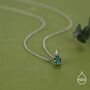 Sterling Silver Extra Tiny 4x6mm Emerald Green Cz Oval Pendant Necklace, thumbnail 1 of 10