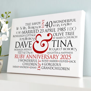 Personalised Ruby Wedding Word Art, 7 of 9