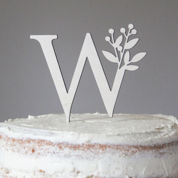 Personalised Initial Floral Wooden Cake Topper, 4 of 5