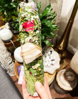 Large Mystical, Rose Quartz, Floral + White Sage Bundle, 7 of 12