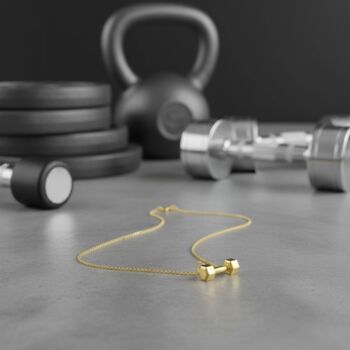 Personalised Gold Coloured Dumbbell Pendant Necklace, 6 of 12