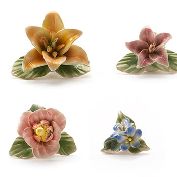 Delicate Porcelain Flower Magnets Set Of Three, 4 of 6