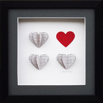 Framed, Personalised 3D Box Of Hearts, 4 of 9