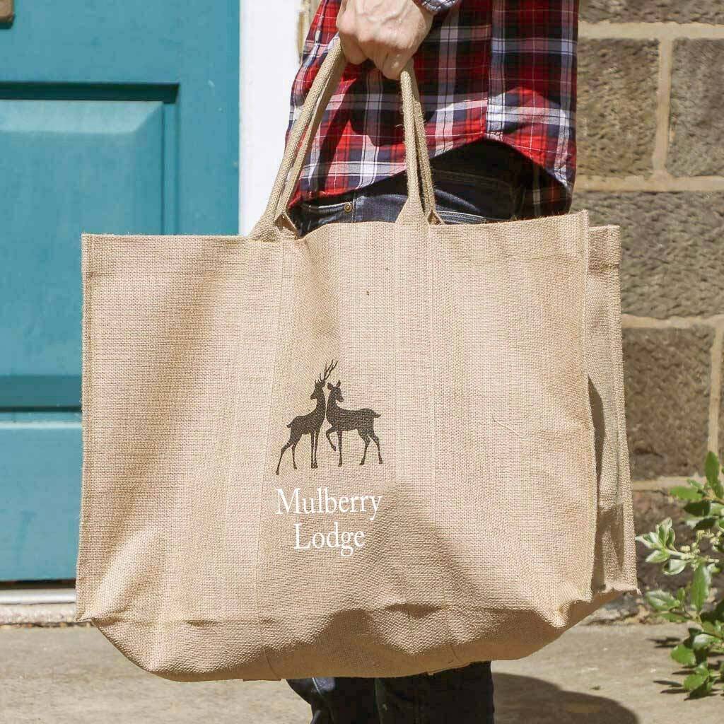 extra large stag sustainable jute shopping bag by dibor