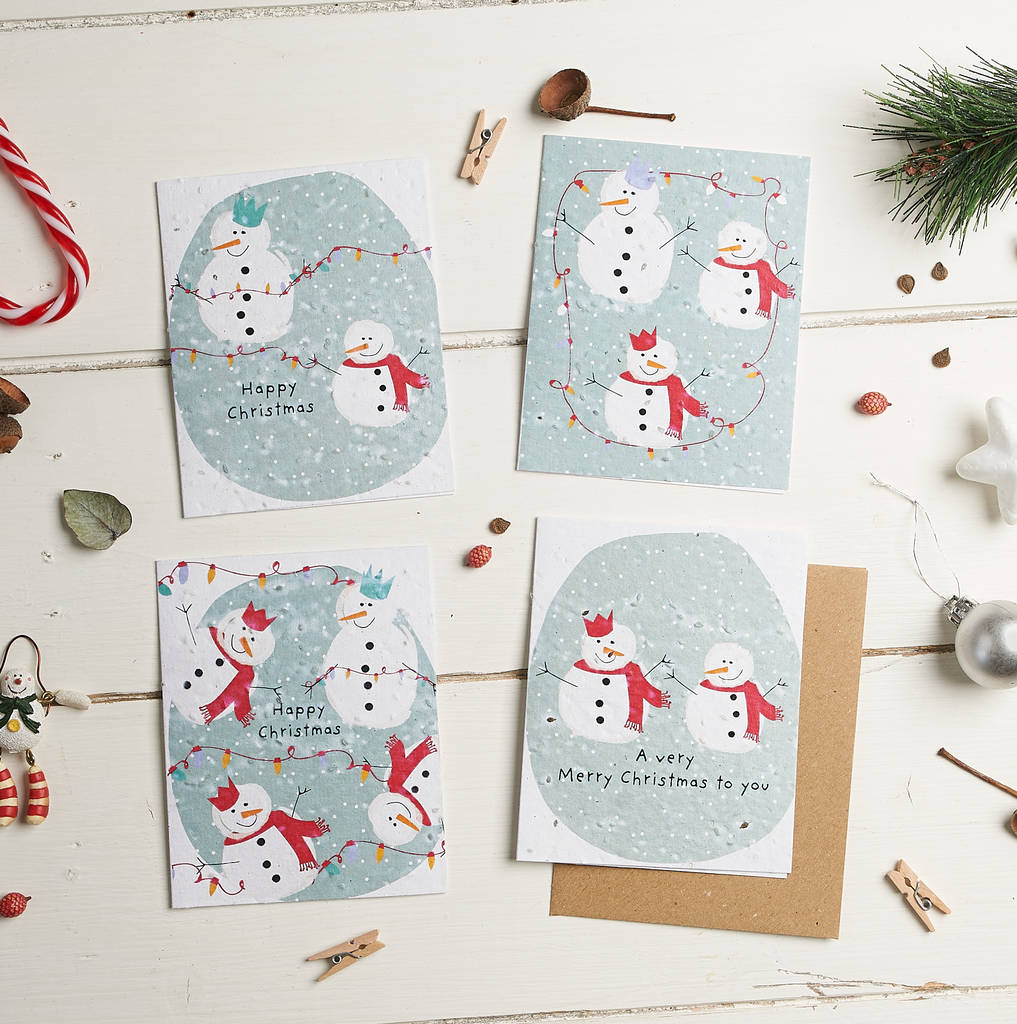 Pack Of Four Plantable Seed Christmas Cards By Hannah Marchant Illustrates | notonthehighstreet.com