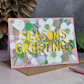 Metallic Floral Papercut Christmas Card Five Pack, 6 of 10
