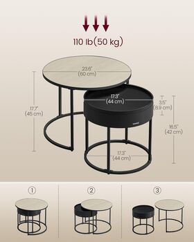 Coffee Tables Set Round Nesting Side Tables, 2 of 6