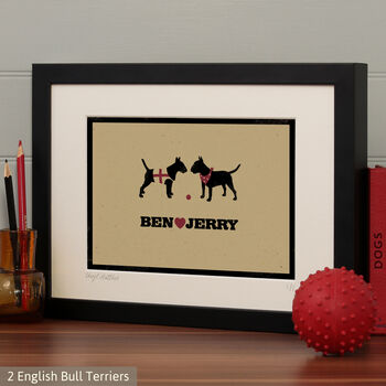 Personalised Print For One Or Two English Bull Terriers, 8 of 10
