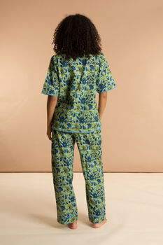 Indian Cotton Lime Patchouli Print Pyjama Set, 2 of 4
