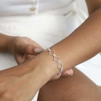 Sterling Silver Clover Bracelet, 3 of 5