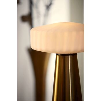 Pleat White Glass And Brass Table Lamp, 10 of 12