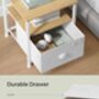 Nightstand Bedside Table With Storage Fabric Drawer, thumbnail 3 of 12