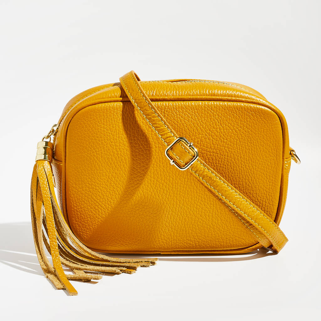 Mustard Yellow Leather Crossbody Camera Bag By Sadler Jones ...