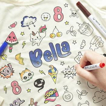 Personalised Kawaii Cutie Pie Colour In Top With Pens, 6 of 10