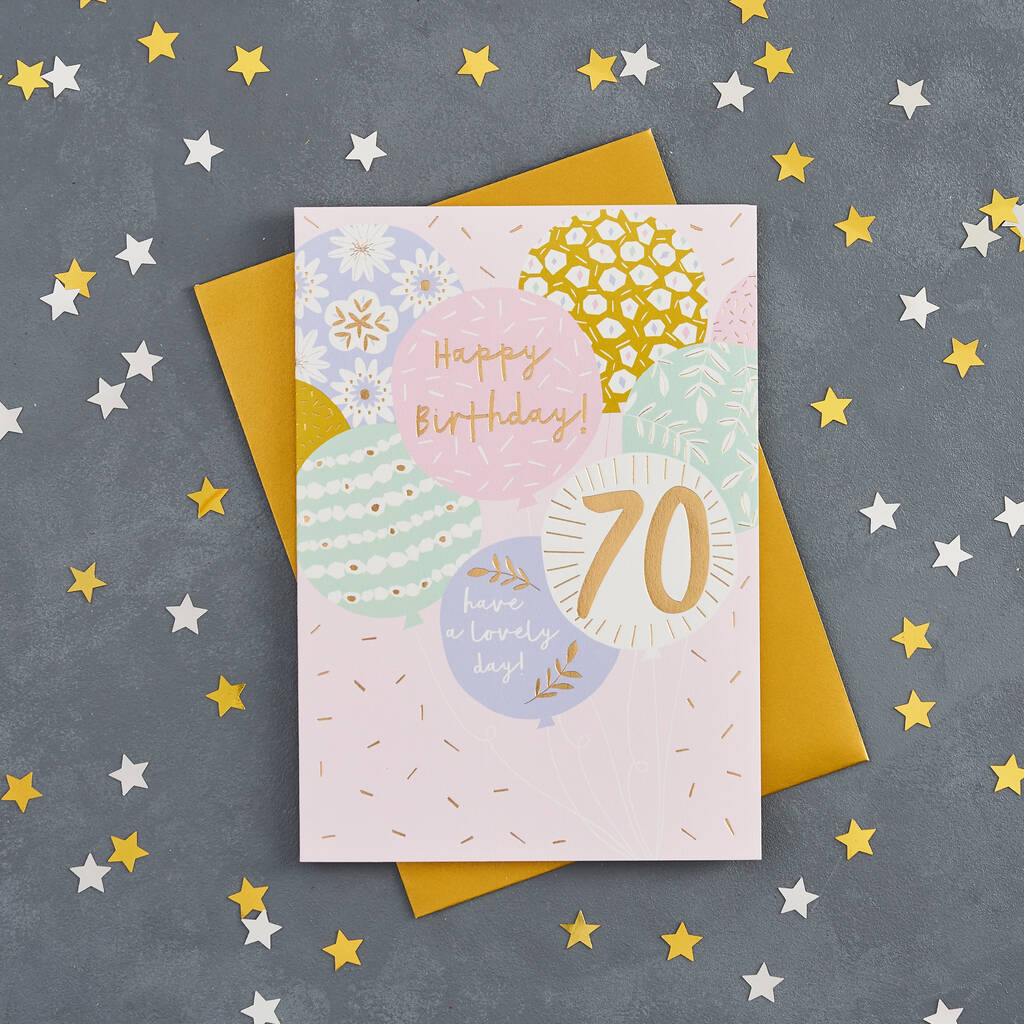 70th Birthday Balloon Card