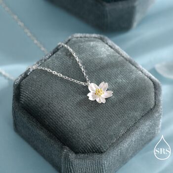 Sterling Silver Little Cherry Blossom Flower Pendant Necklace And Stud Earrings, 5 of 12