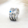 Personalised Sterling Silver Blue Opal Heart Spinner Ring, thumbnail 2 of 8