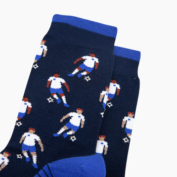 Football Players Bamboo Socks In Navy Blue, 2 of 4