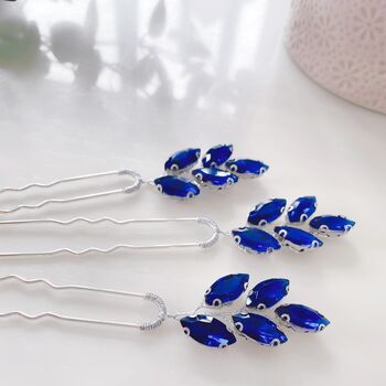 'Aria' Royal Blue Crystal Hair Pins, 3 of 4