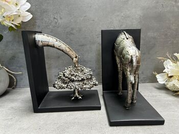 Large Silver And Black Giraffe Bookends Shelf Sitter Gift, 5 of 6
