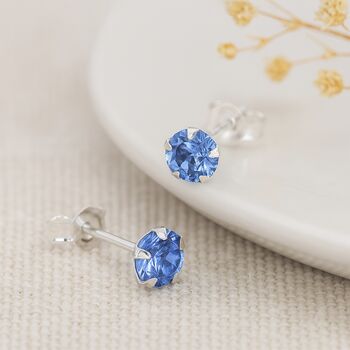 Girls Sterling Silver March Aquamarine Birthstone Stud Earrings, 3 of 9