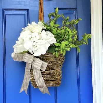 Hydrangea Vine Basket Spring Door Wreath, 7 of 8