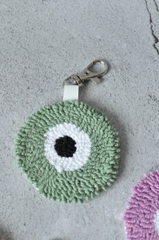 Evil Eye Punch Needle Keychain And Bag Tag, 3 of 7