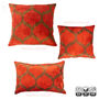 Ethnic Orange And Brown Silk Velvet Pillow Cover 40x40, thumbnail 5 of 6