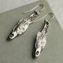 Silver Sardine Fish Drop Earrings, thumbnail 3 of 9