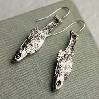 Silver Sardine Fish Drop Earrings, 3 of 9