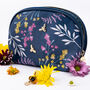 Blue Queen Bee Beauty Bag | Floral Print, thumbnail 1 of 5