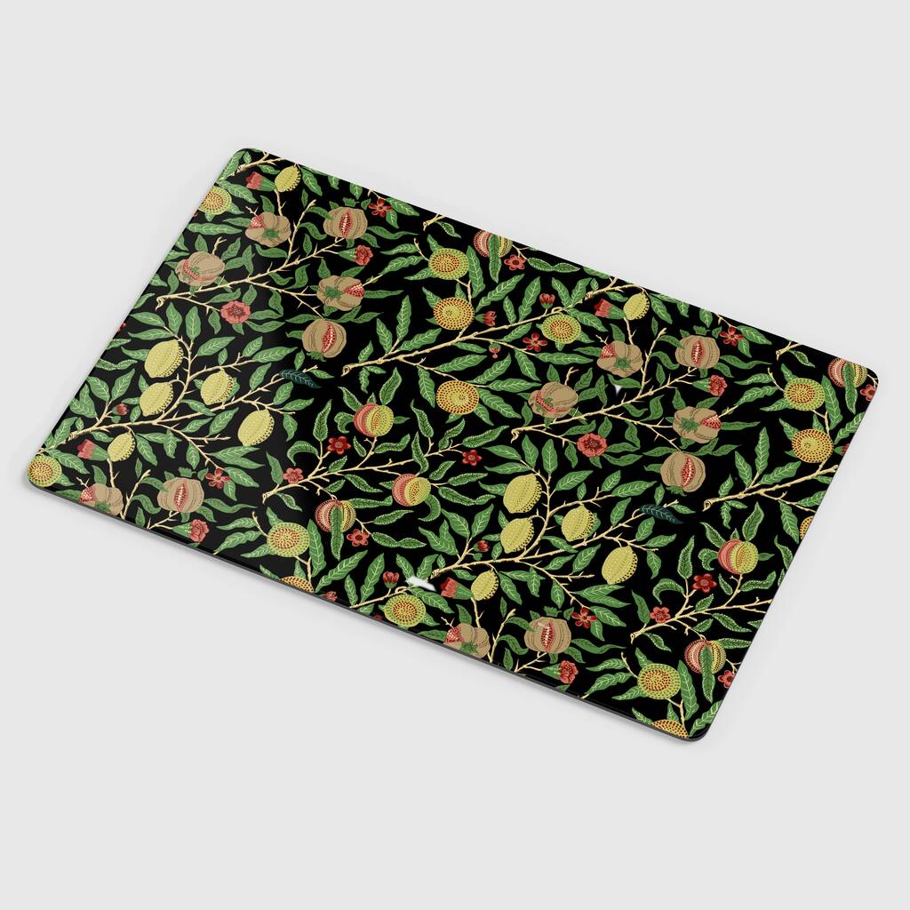 William Morris Fruit Print Black Table Mats By MBT Studio