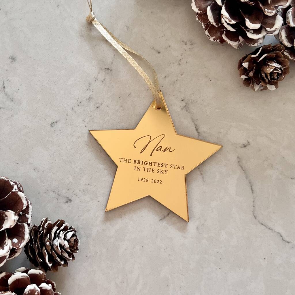 Gold Silver Memorial Star Personalised Decoration By Design by Eleven