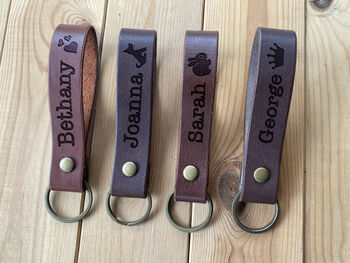 Personalised Leather Keyring, Drive Safe Fob, 6 of 7