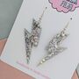 Silver Glitter Lightning Bolt Earrings Small And Large, thumbnail 3 of 10