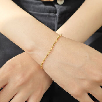 Ball Bead Chain Minimalist Dainty Gold Plated Bracelet, 4 of 4