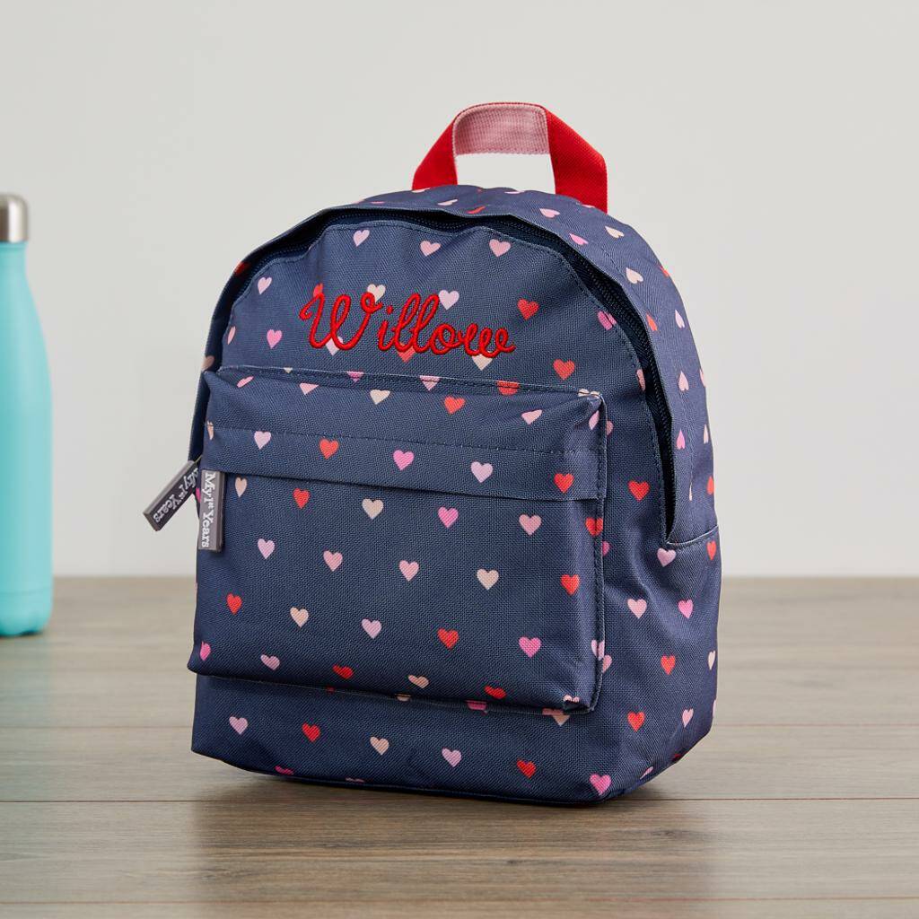 Personalised Heart Print Mini Backpack By My 1st Years