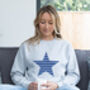 Ladies Star Sweatshirt With Navy Glitter, thumbnail 1 of 3