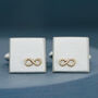 Personalised Wedding Cufflinks. Gold Infinity Symbol, thumbnail 3 of 10