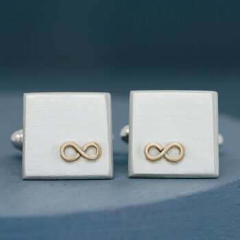 Personalised Wedding Cufflinks. Gold Infinity Symbol, 3 of 10