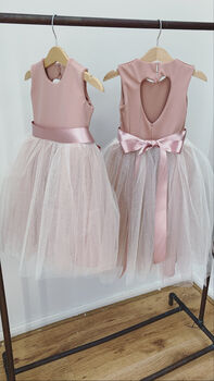 Girl Blush Pink Sparkly Tutu Flower Girl Dress, 3 of 7