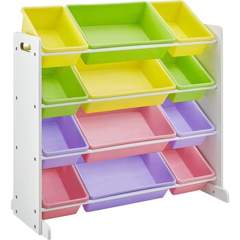 Toy Storage Unit Organiser Playroom Stand Unit Boxes, 9 of 10